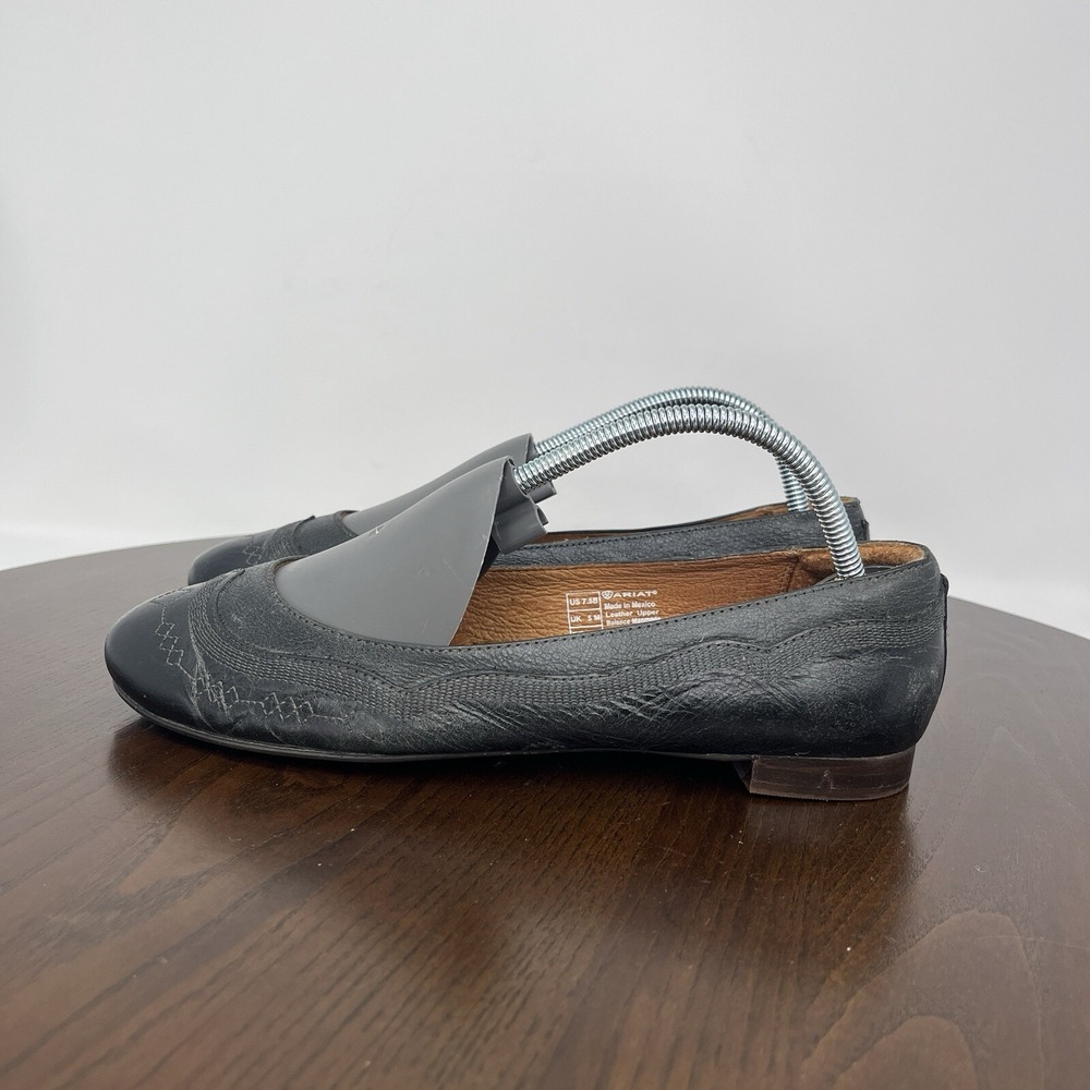 Ariat Dreamer Shoes Women 7.5B Black Leather Ballet Flat Comfort Loafer 10015463